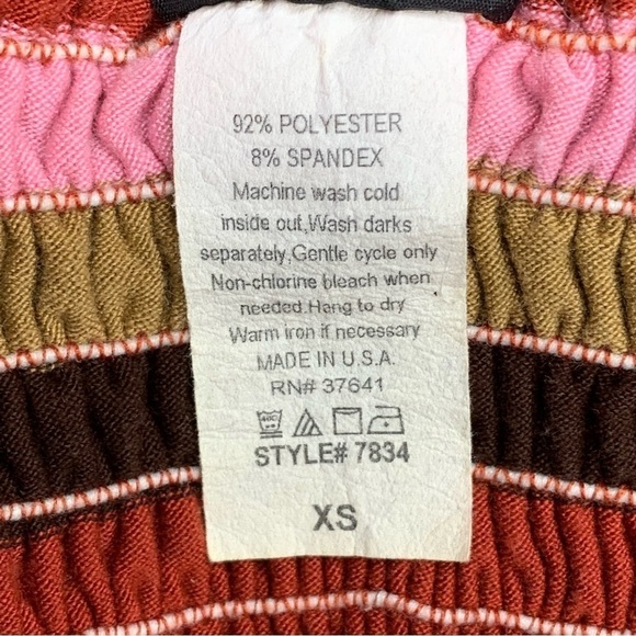 XS Y2k Era Vanity Striped Top Stretch Red Pink Ruffle 0 2 Vintage - Picture 5 of 7